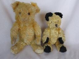 Two bears:- 1960s Sooty gold and black plush 24cm, amber glass eyes. Alpha