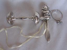 Mixed Baby Rattles:- Silver bracelet baby rattle S365 , 13cm silver plate b
