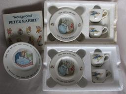 Two MIB Wedgwood "Peter Rabbit" six piece Tea Sets. Also MIB plate 13cm cer