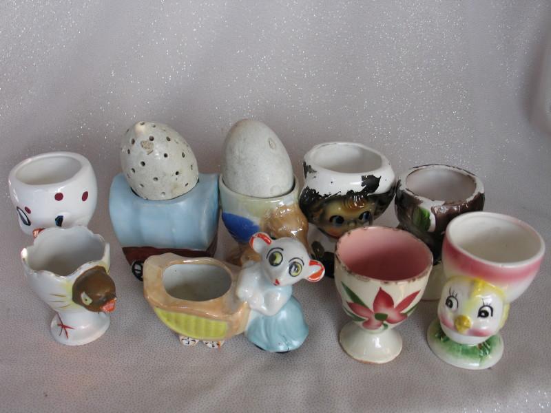 Forty Egg Cups:- includes mostly Japan, Morimura, Googly Kitsch, Mulga wood