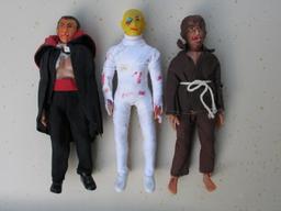 Three Mego 'Horror' 1970s action figures 20cm. Dracula, Mummy and Wolfman,