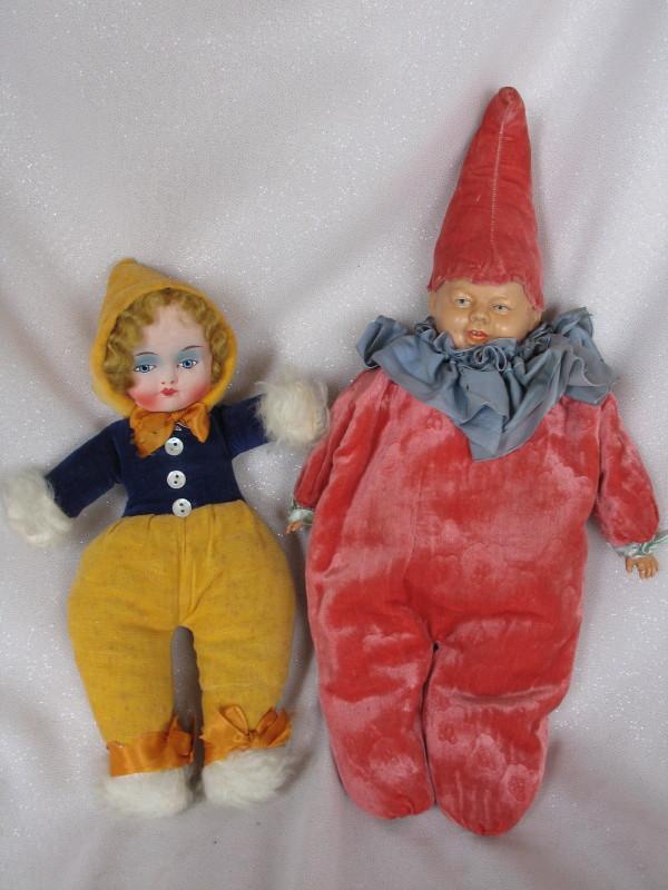 Two Child Toys:- Schildkrot celluloid head 1930s clown 40cm with large sque