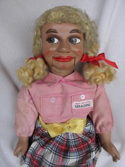 All original L.J. Sterne Geraldine Gee 1960s Ventriloquist doll. Gerry Gee’