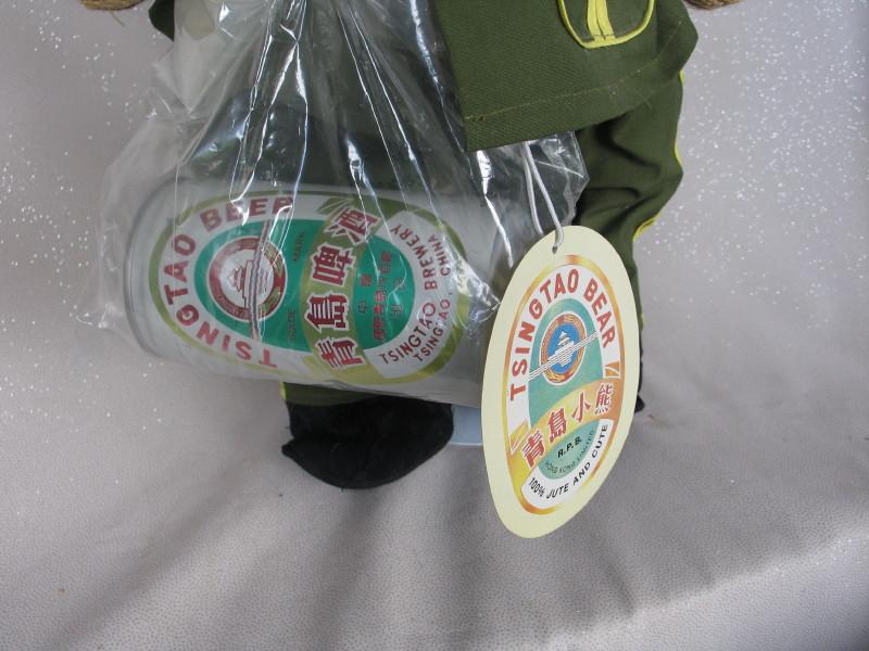 All original Chinese Beer Advertising "Tsingtao Beer" bear. Jute jointed be