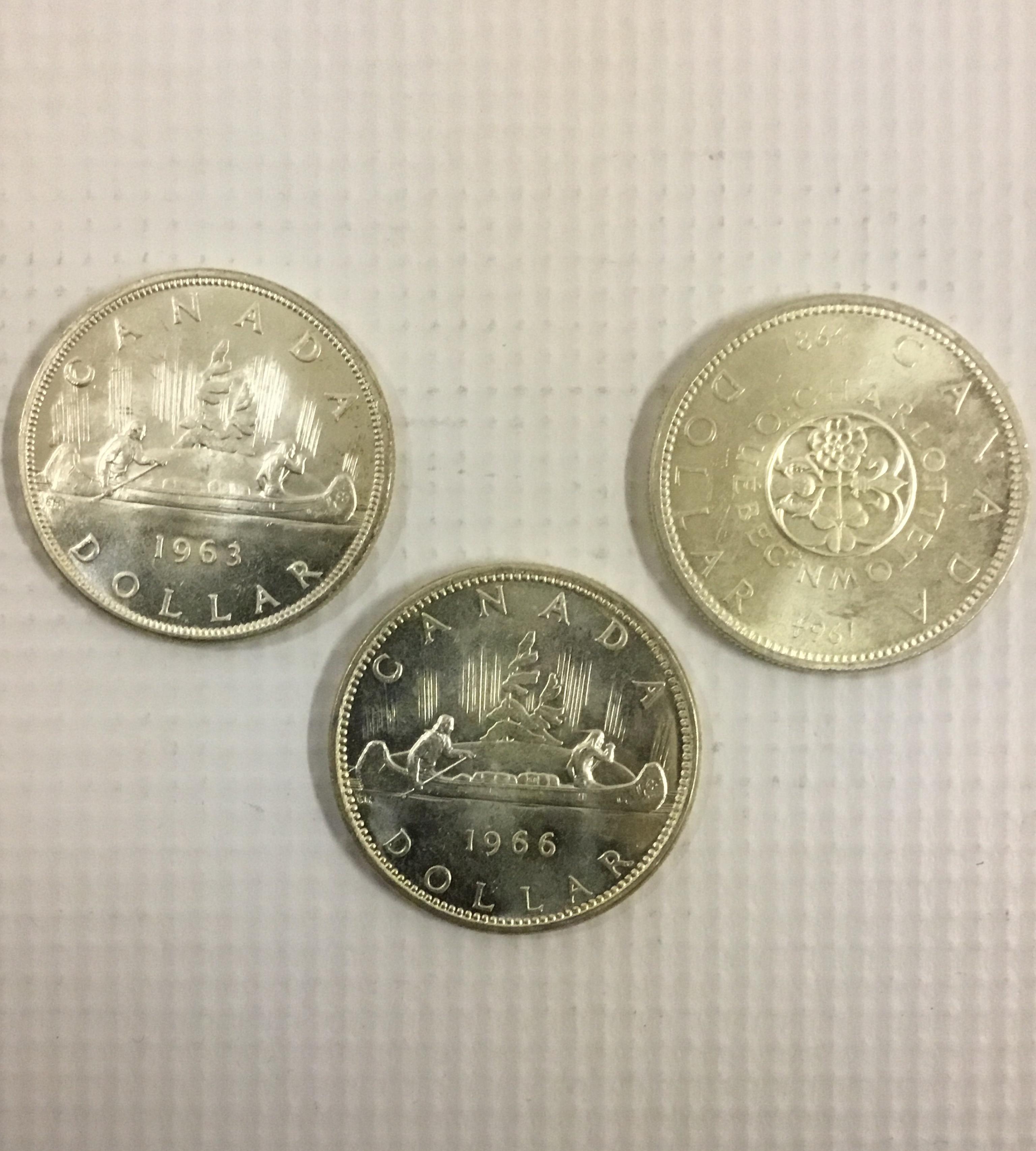 3x Canadian Silver Dollars