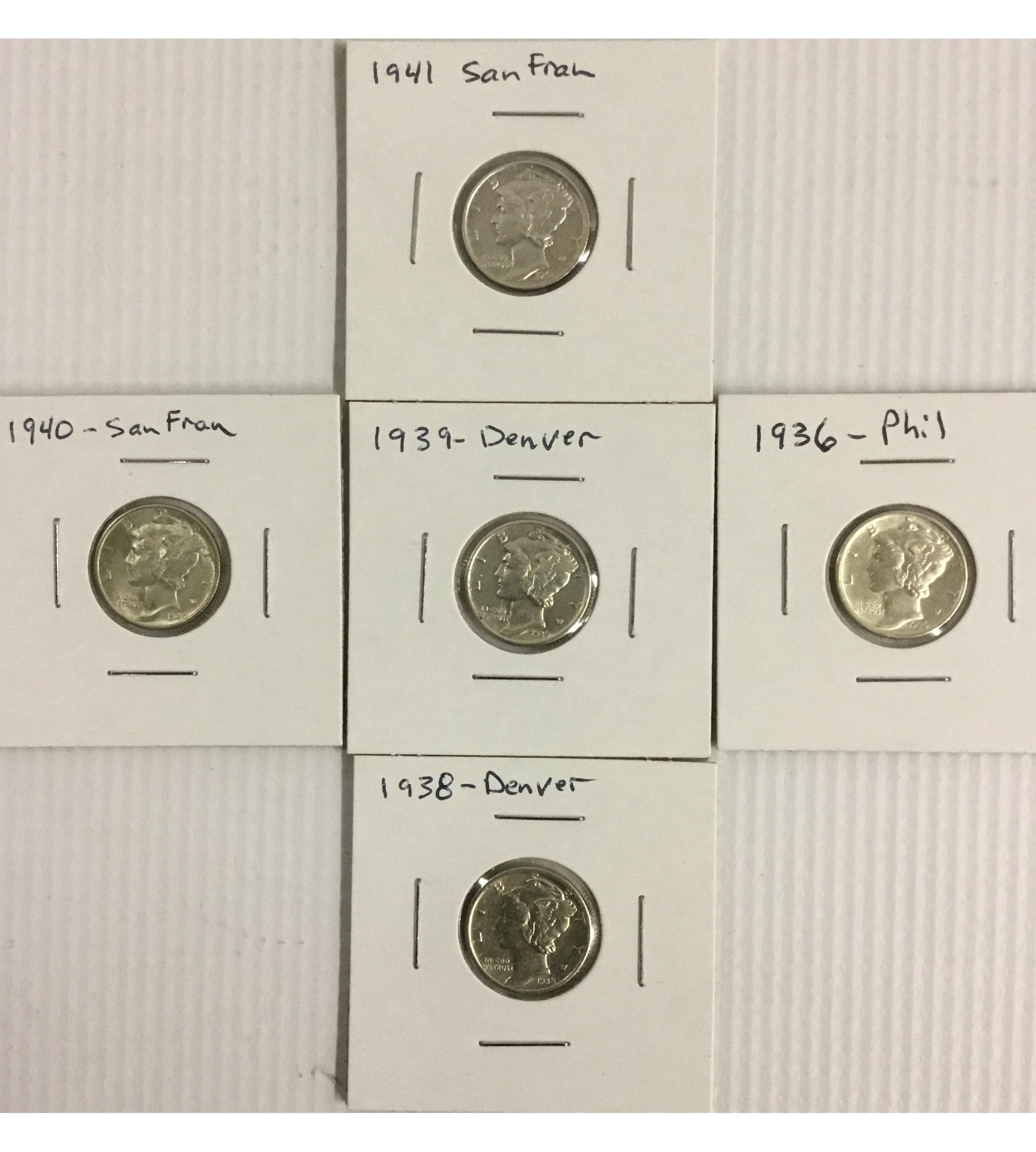 5x High Grade Mercury Dimes