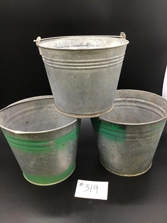 3x METAL PAILS/BUCKETS