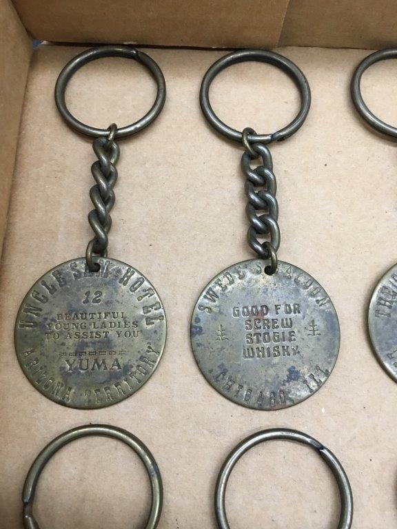 ANTIQUE BRASS BROTHEL COINS/KEYCHAINS