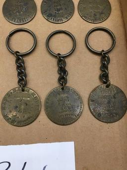 ANTIQUE BRASS BROTHEL COINS/KEYCHAINS