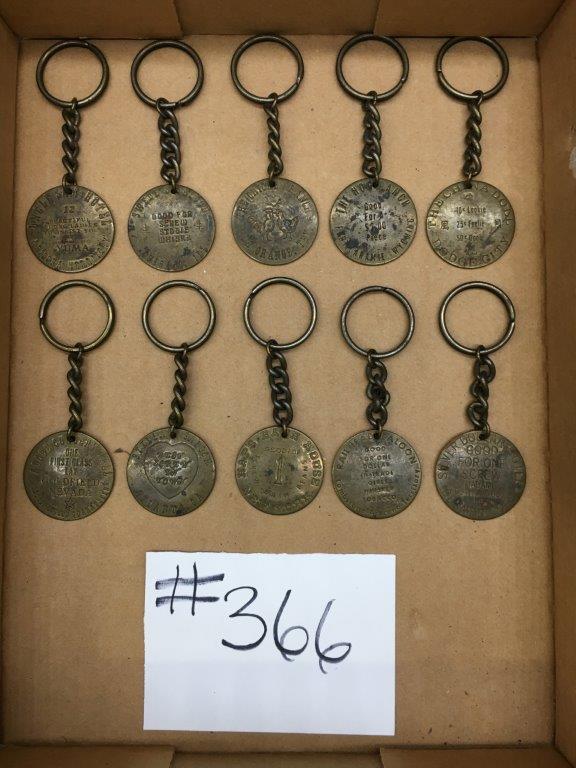 ANTIQUE BRASS BROTHEL COINS/KEYCHAINS