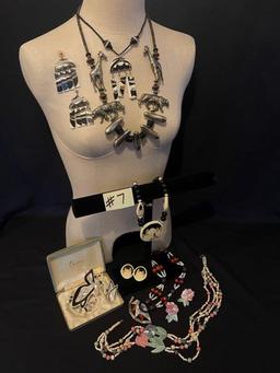 BLACK, WHITE AND SILVER JEWELRY LOT",