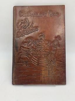 VINTAGE STAMPED LEATHER MENU FOR LA CALETA RESTAURANT & BAR FROM LIMA, PERU