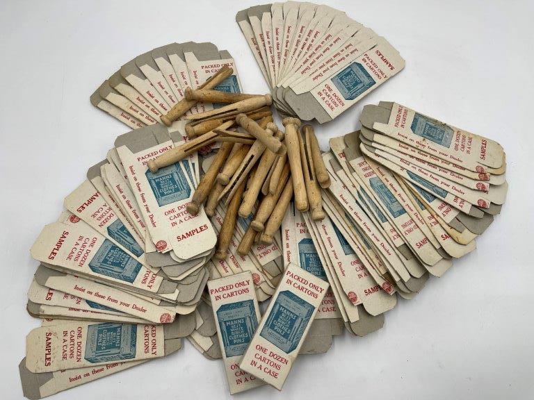 NEW OLD STOCK MANN'S BEST WHITE BIRCH CLOTHES PINS BOXES
