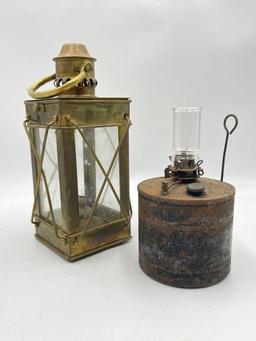 TWO ANTIQUE OIL LAMPS