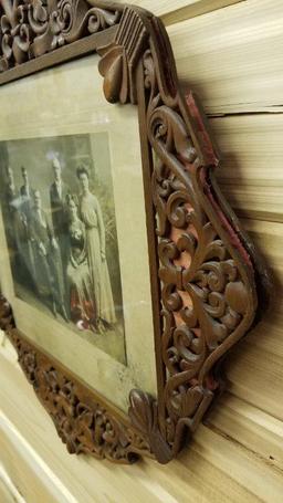 FRAMED CARVED BY A VIOLIN MAKER IN 1912, FAMILY PORTRAIT