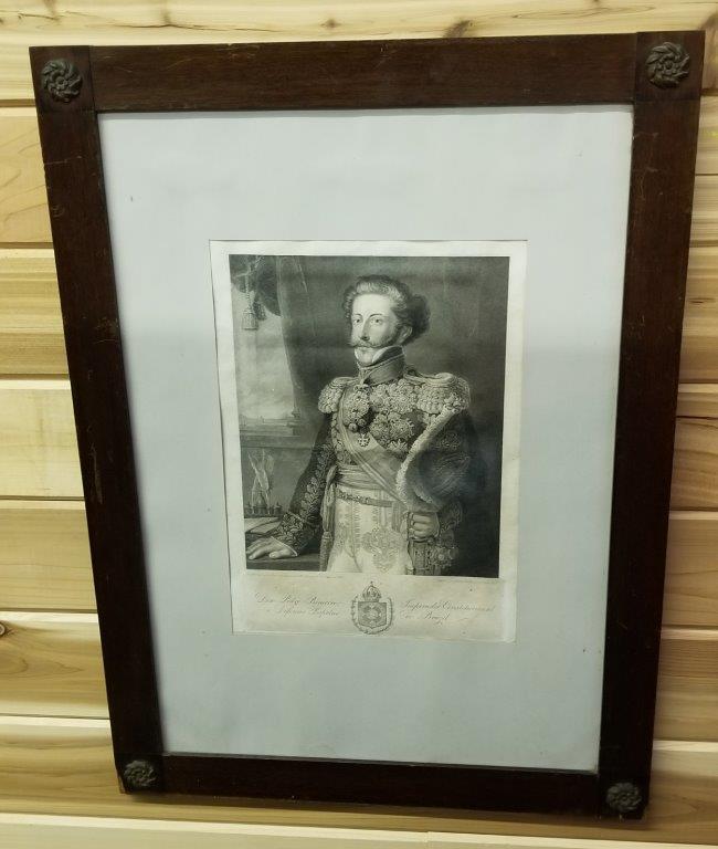 FRAMED LITHO OF EMPEROR PEDRO I OF BRAZIL