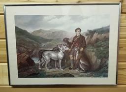 LARGE FRAMED PRINT OF A BOY AND HIS DOGS