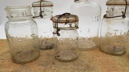 SIX ANTIQUE ATLAS JARS