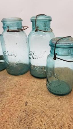 ANTIQUE BLUE BALL AND SELCO COLLECTIBLE JARS