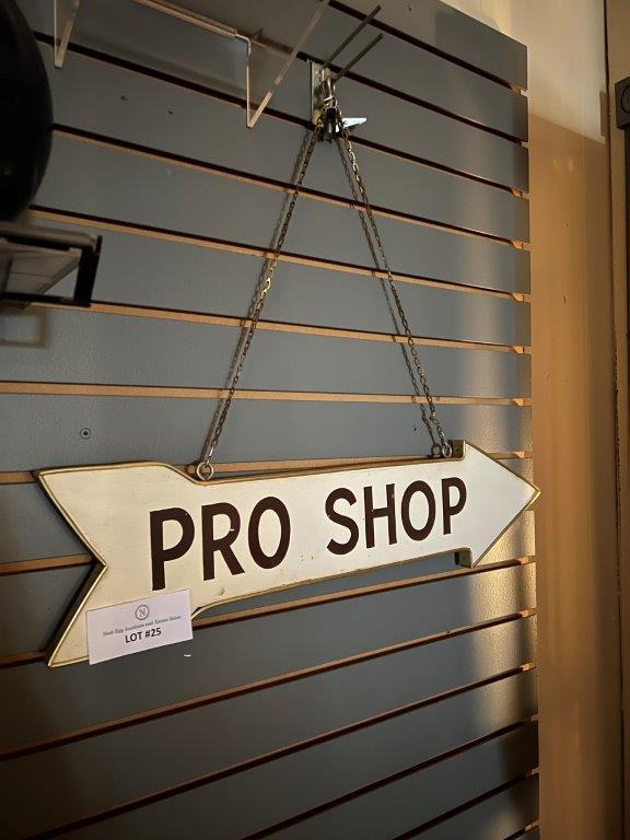 RETRO PRO SHOP ARROW HANGING SIGN