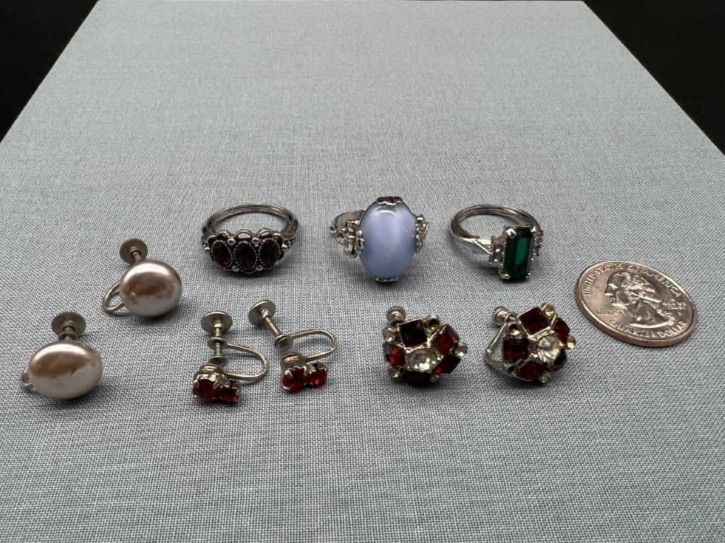 RED STONE EARRING LOT