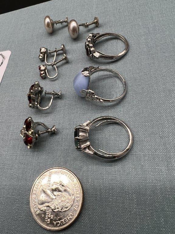 RED STONE EARRING LOT