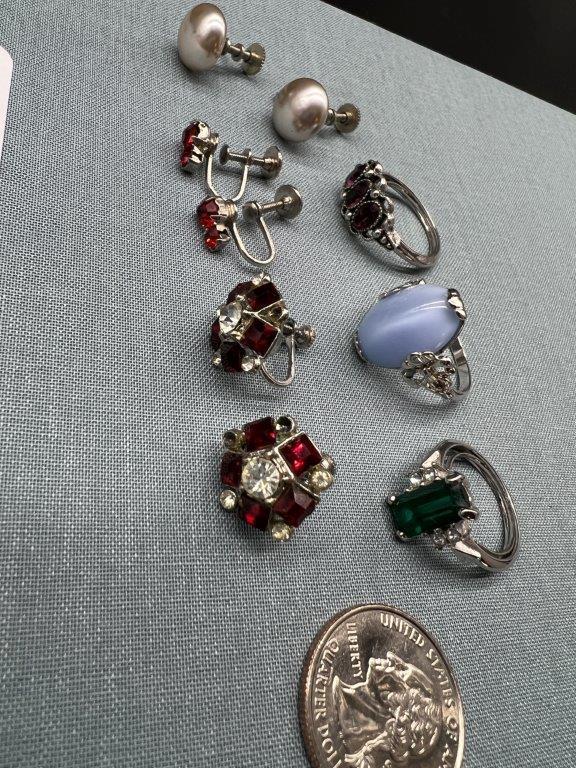 RED STONE EARRING LOT