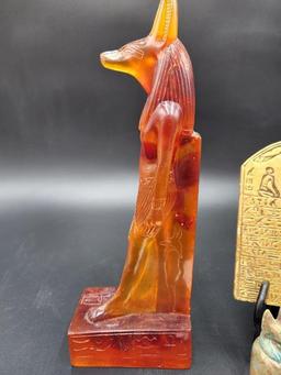 ANUBIS FIGURINE, CANOPIC JAR, TABLET