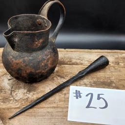 ANTIQUE SPEAR HEAD AND POT