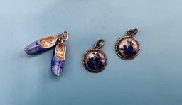 Delftware Style Charms and Pendants and Pair of Asian Style Earrings