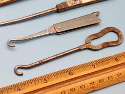 Set of 5 Button Hooks, Nail File, and Box of Bobby Pins