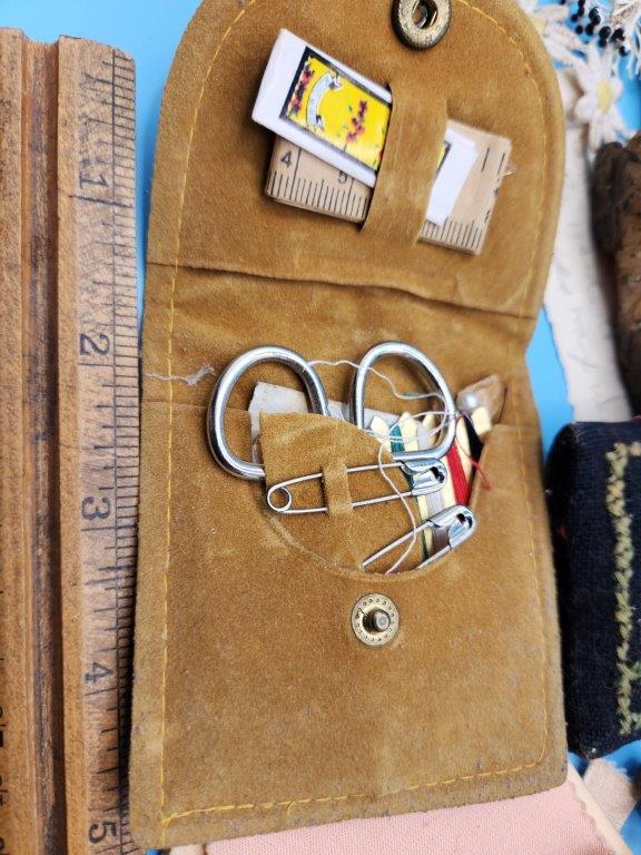 Sewing Kit in Leather Pouch, Pink Pillbox, and more