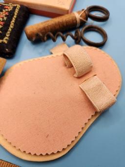 Sewing Kit in Leather Pouch, Pink Pillbox, and more