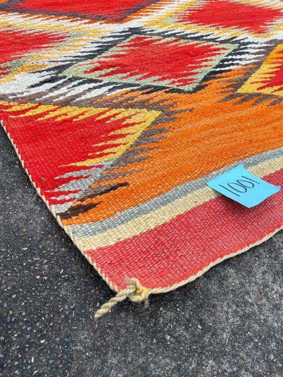 Red and multi Diamond Pattern Woven Rug