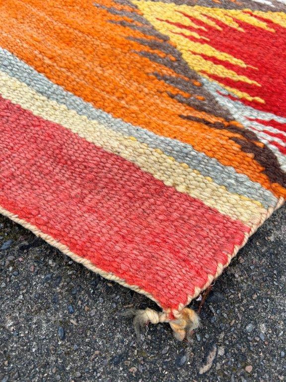 Red and multi Diamond Pattern Woven Rug