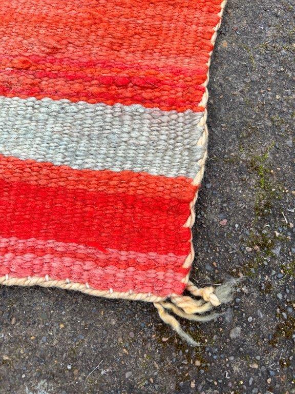 Red and multi Diamond Pattern Woven Rug