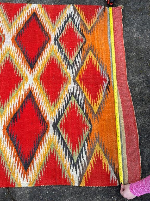 Red and multi Diamond Pattern Woven Rug