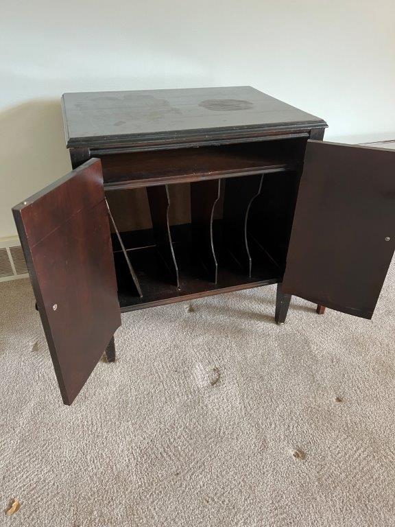 Record Cabinet with Doors, and Coffee Table with lower shelf