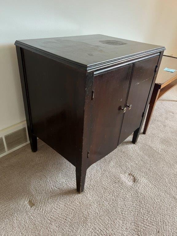 Record Cabinet with Doors, and Coffee Table with lower shelf