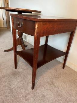 Round Side Table and End Table with Drawer/Lower Shelf