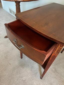 Round Side Table and End Table with Drawer/Lower Shelf