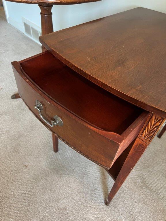 Round Side Table and End Table with Drawer/Lower Shelf