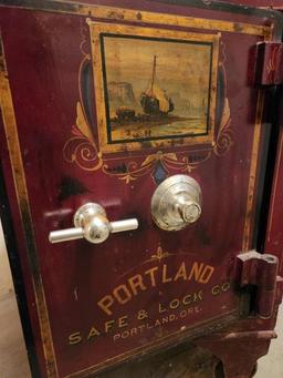 Antique Hand Painted Red "Portland Oregon Safe & Lock" Combination (included) Safe