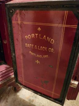 Antique Hand Painted Red "Portland Oregon Safe & Lock" Combination (included) Safe