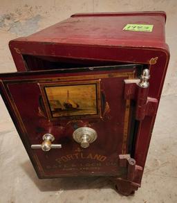 Antique Hand Painted Red "Portland Oregon Safe & Lock" Combination (included) Safe