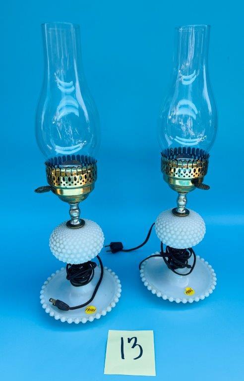 2 Hurricane Lamp Style Electric Lamps