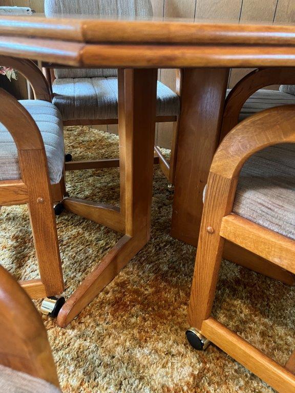 Octagon Shape Table and 6 Upholstered Chairs