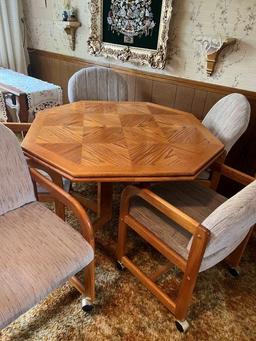 Octagon Shape Table and 6 Upholstered Chairs
