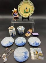 HP Quimper Plate, Dutch Doll, Delft Blue Pot, and more