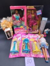 Western Fun Barbie, MC Hammer Dolls in orig boxes, and more